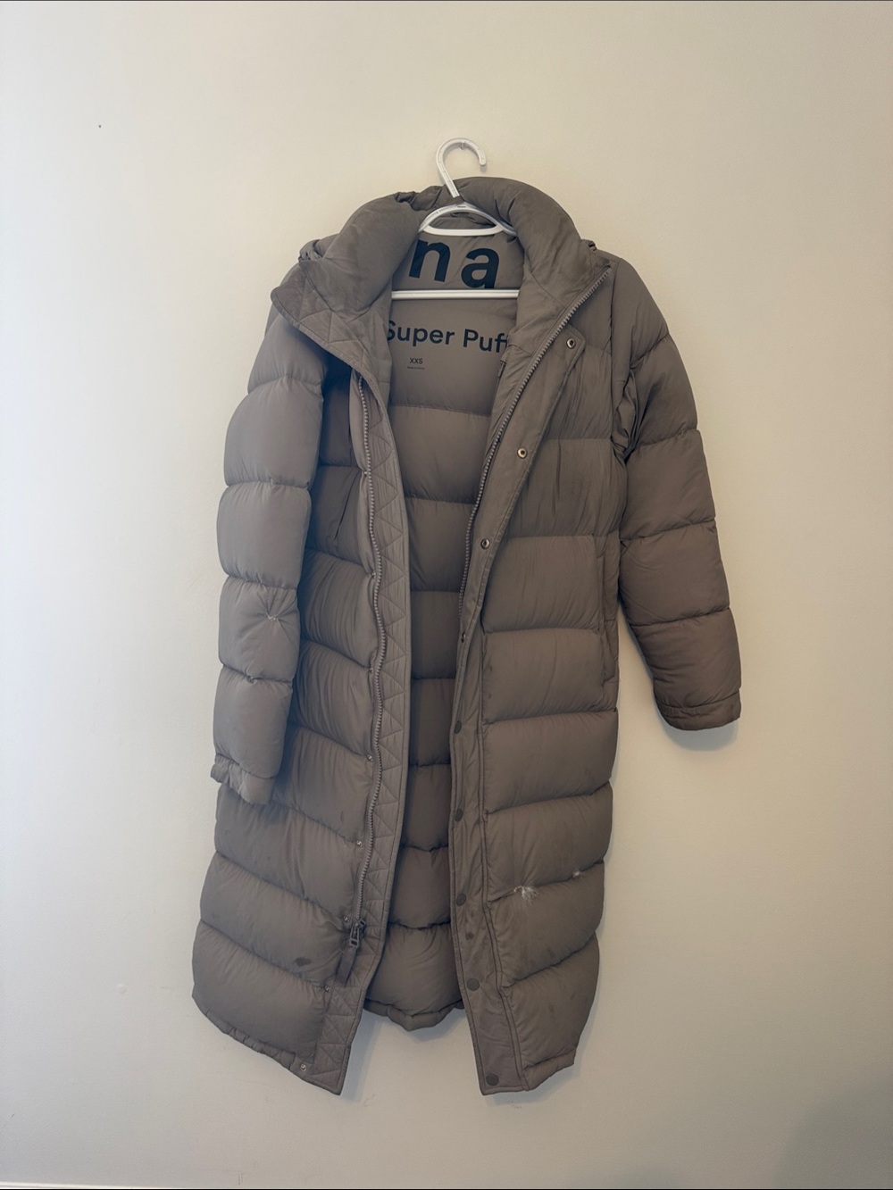 TNA Super Puff Long Puffer Coat - Taupe
